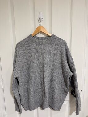 Ardene - Gray Cable Knit Crewneck Sweater
